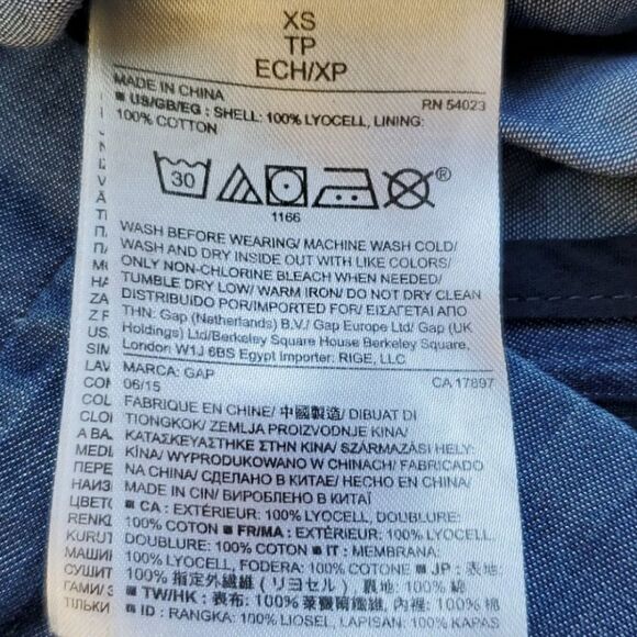 XS GAP SHIMMER CHAMBRAY blue sleeveless preppy SHIFT SHEATH DRESS extra small - Picture 6 of 8